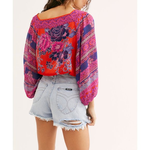 NWT Free People Blue Nile Printed Top / Pop Combo - Picture 2 of 6